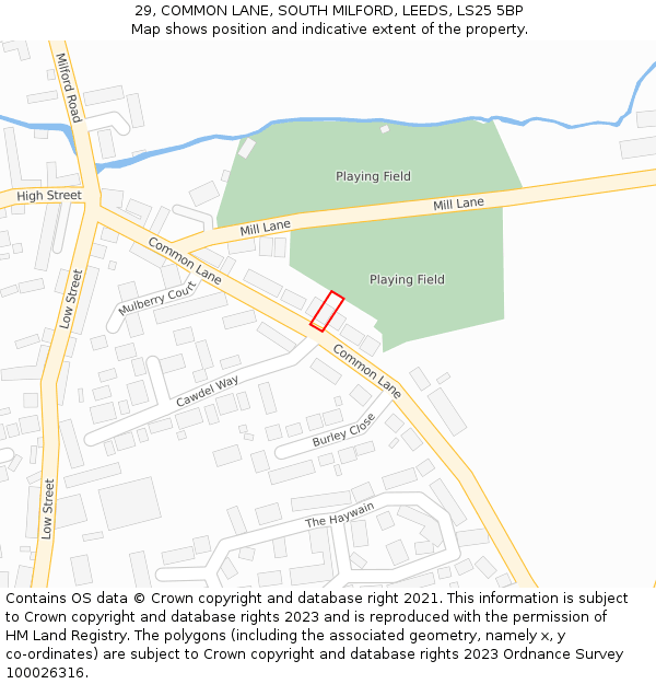 29, COMMON LANE, SOUTH MILFORD, LEEDS, LS25 5BP: Location map and indicative extent of plot