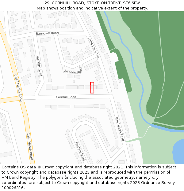 29, CORNHILL ROAD, STOKE-ON-TRENT, ST6 6PW: Location map and indicative extent of plot