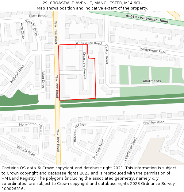 29, CROASDALE AVENUE, MANCHESTER, M14 6GU: Location map and indicative extent of plot