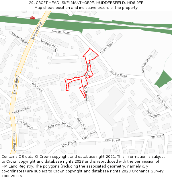 29, CROFT HEAD, SKELMANTHORPE, HUDDERSFIELD, HD8 9EB: Location map and indicative extent of plot