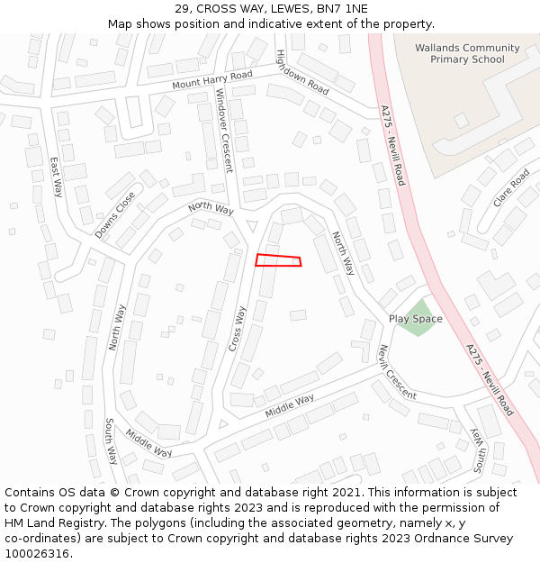 29, CROSS WAY, LEWES, BN7 1NE: Location map and indicative extent of plot