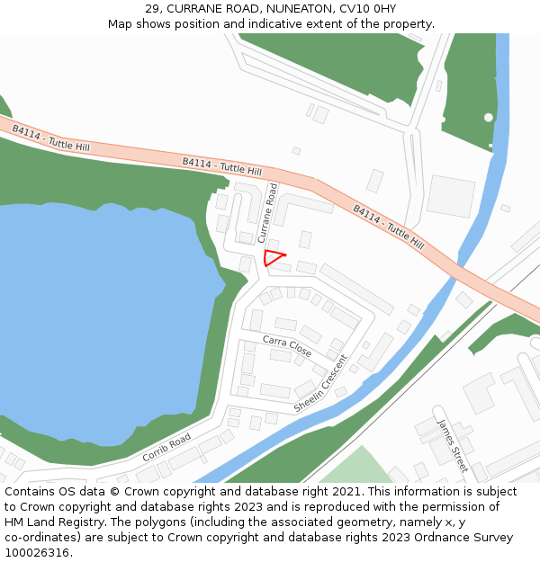 29, CURRANE ROAD, NUNEATON, CV10 0HY: Location map and indicative extent of plot