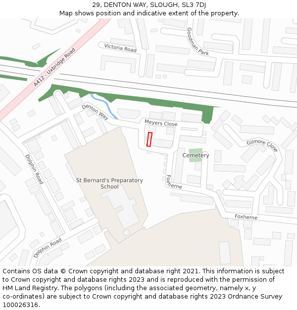29, DENTON WAY, SLOUGH, SL3 7DJ: Location map and indicative extent of plot