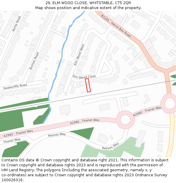 29, ELM WOOD CLOSE, WHITSTABLE, CT5 2QR: Location map and indicative extent of plot
