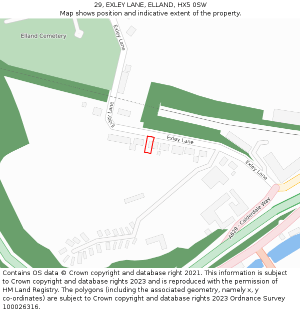 29, EXLEY LANE, ELLAND, HX5 0SW: Location map and indicative extent of plot