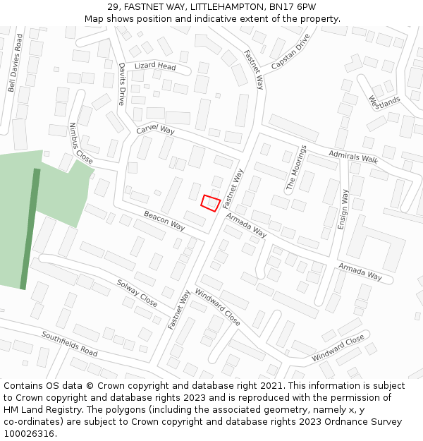 29, FASTNET WAY, LITTLEHAMPTON, BN17 6PW: Location map and indicative extent of plot