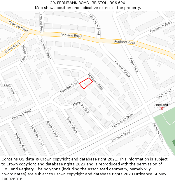 29, FERNBANK ROAD, BRISTOL, BS6 6PX: Location map and indicative extent of plot