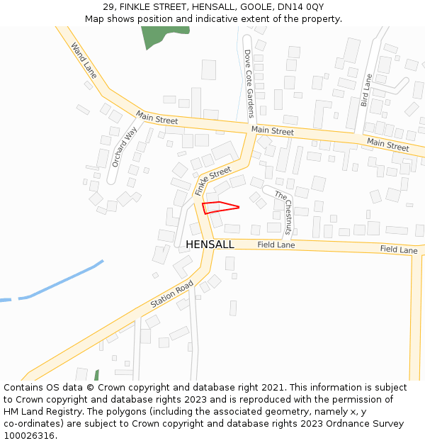 29, FINKLE STREET, HENSALL, GOOLE, DN14 0QY: Location map and indicative extent of plot