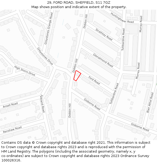 29, FORD ROAD, SHEFFIELD, S11 7GZ: Location map and indicative extent of plot