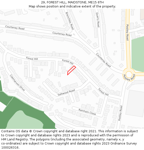 29, FOREST HILL, MAIDSTONE, ME15 6TH: Location map and indicative extent of plot