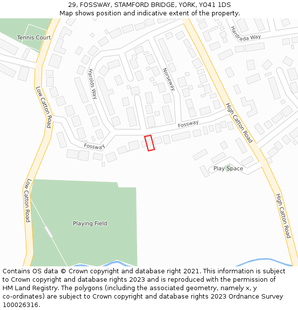29, FOSSWAY, STAMFORD BRIDGE, YORK, YO41 1DS: Location map and indicative extent of plot
