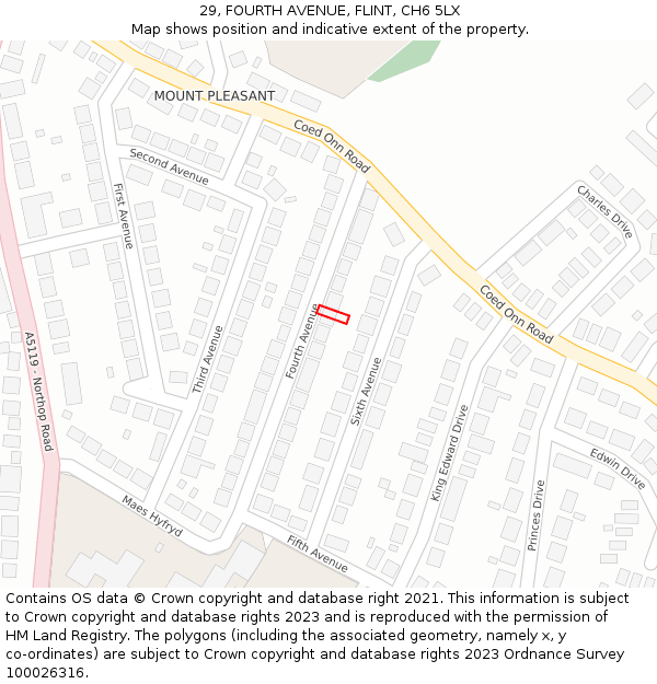 29, FOURTH AVENUE, FLINT, CH6 5LX: Location map and indicative extent of plot