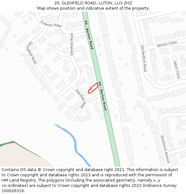 29, GLENFIELD ROAD, LUTON, LU3 2HZ: Location map and indicative extent of plot