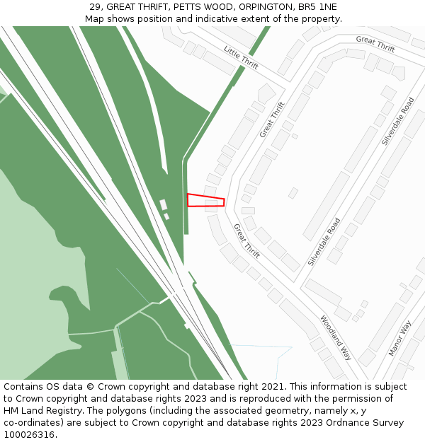 29, GREAT THRIFT, PETTS WOOD, ORPINGTON, BR5 1NE: Location map and indicative extent of plot