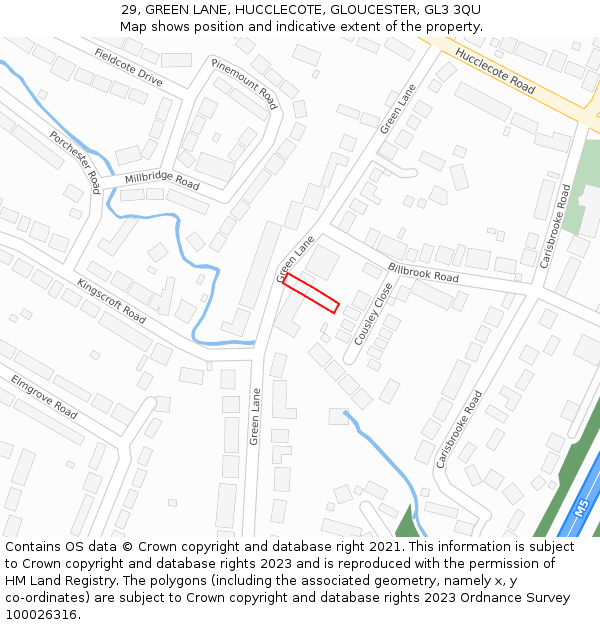 29, GREEN LANE, HUCCLECOTE, GLOUCESTER, GL3 3QU: Location map and indicative extent of plot