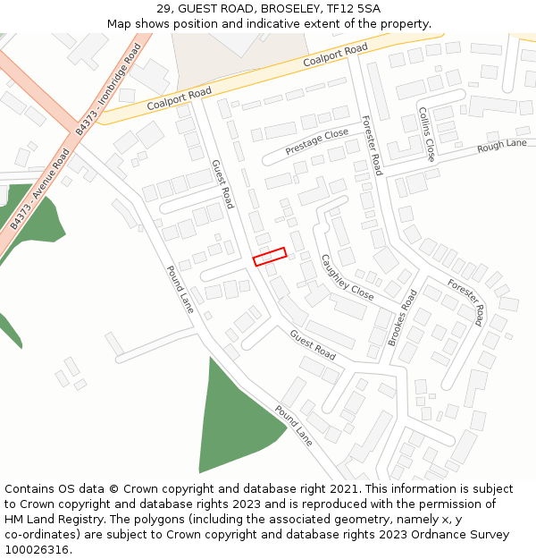 29, GUEST ROAD, BROSELEY, TF12 5SA: Location map and indicative extent of plot