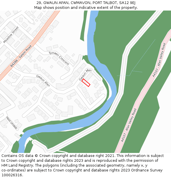 29, GWAUN AFAN, CWMAVON, PORT TALBOT, SA12 9EJ: Location map and indicative extent of plot