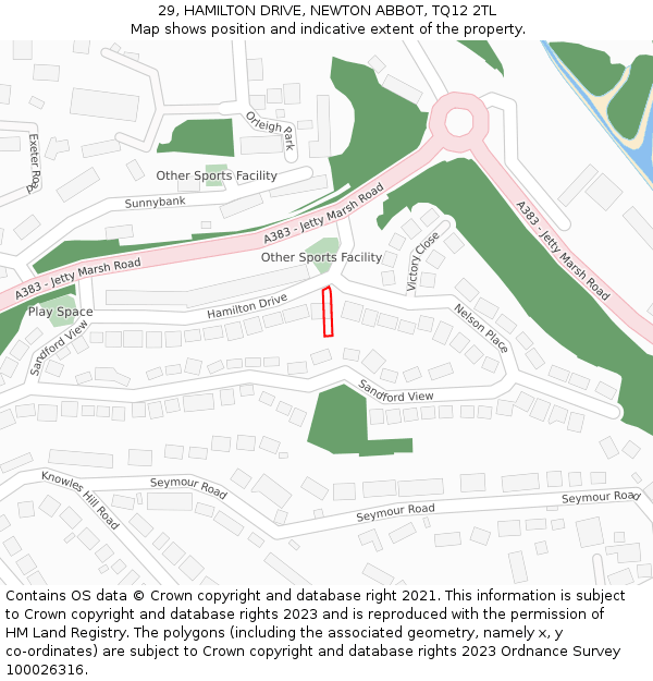 29, HAMILTON DRIVE, NEWTON ABBOT, TQ12 2TL: Location map and indicative extent of plot