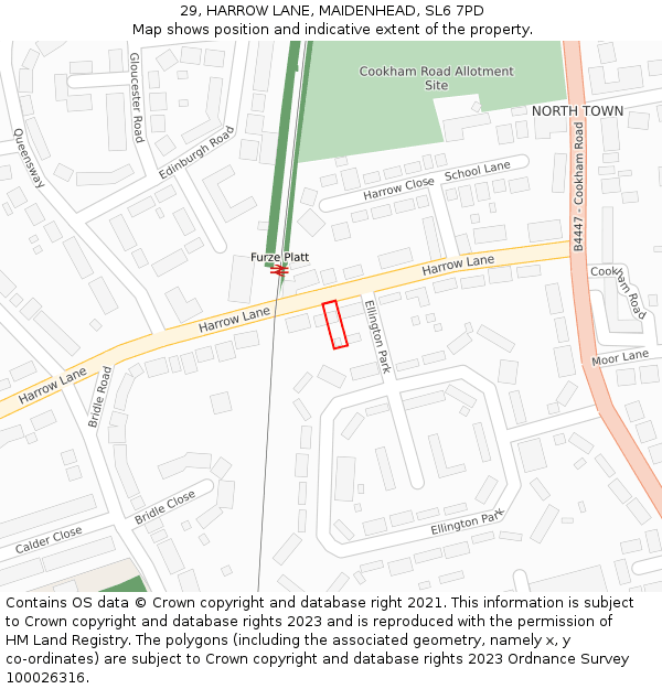 29, HARROW LANE, MAIDENHEAD, SL6 7PD: Location map and indicative extent of plot