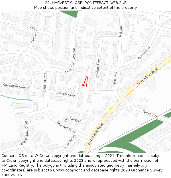 29, HARVEST CLOSE, PONTEFRACT, WF8 2UR: Location map and indicative extent of plot