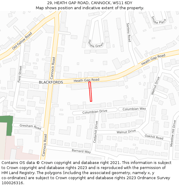 29, HEATH GAP ROAD, CANNOCK, WS11 6DY: Location map and indicative extent of plot