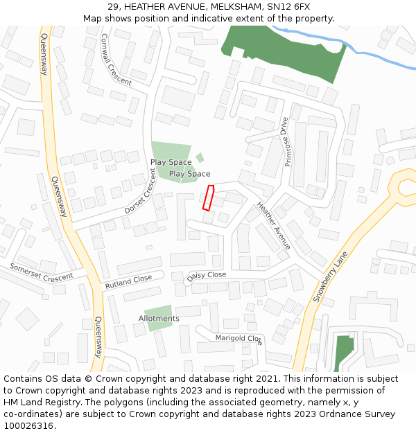 29, HEATHER AVENUE, MELKSHAM, SN12 6FX: Location map and indicative extent of plot
