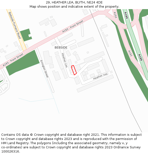 29, HEATHER LEA, BLYTH, NE24 4DE: Location map and indicative extent of plot