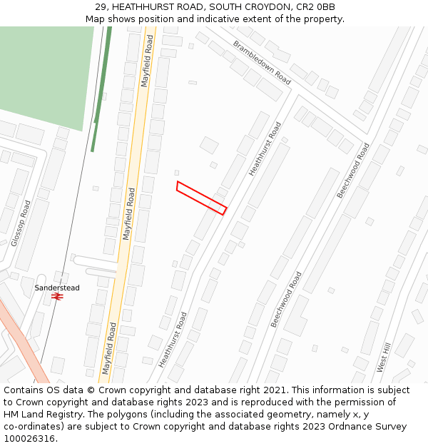 29, HEATHHURST ROAD, SOUTH CROYDON, CR2 0BB: Location map and indicative extent of plot