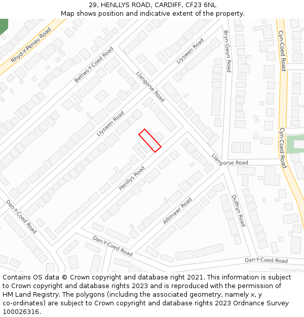 29, HENLLYS ROAD, CARDIFF, CF23 6NL: Location map and indicative extent of plot