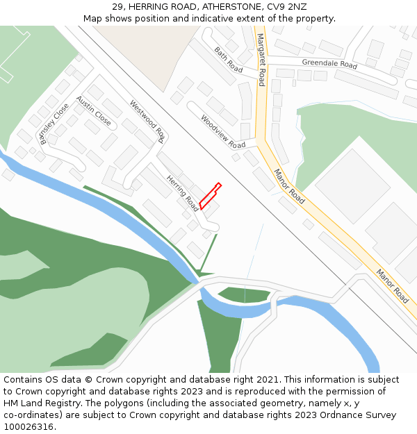 29, HERRING ROAD, ATHERSTONE, CV9 2NZ: Location map and indicative extent of plot