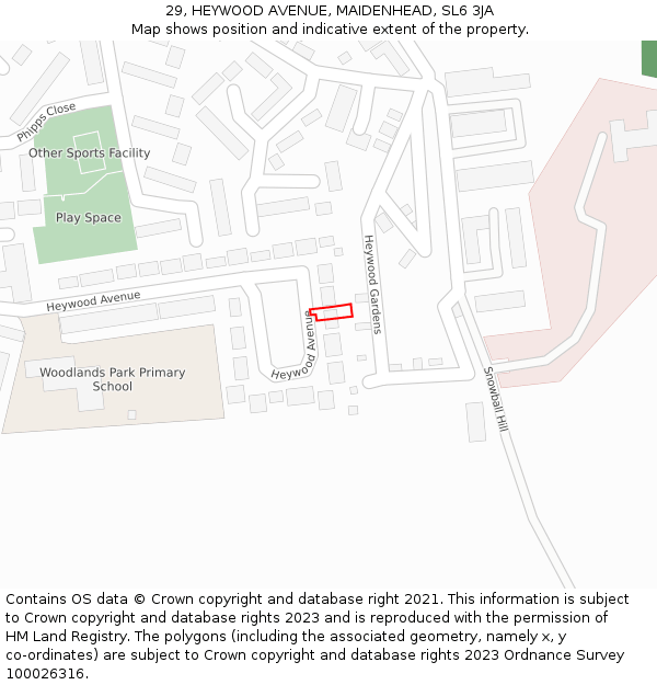 29, HEYWOOD AVENUE, MAIDENHEAD, SL6 3JA: Location map and indicative extent of plot