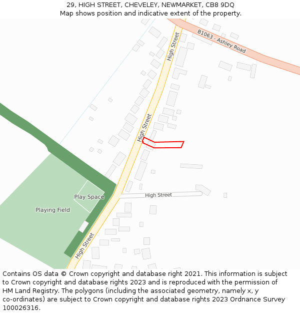 29, HIGH STREET, CHEVELEY, NEWMARKET, CB8 9DQ: Location map and indicative extent of plot
