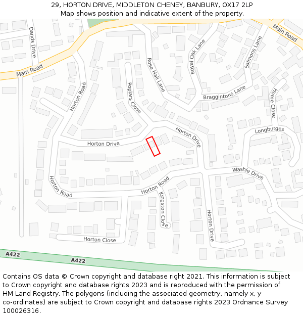29, HORTON DRIVE, MIDDLETON CHENEY, BANBURY, OX17 2LP: Location map and indicative extent of plot