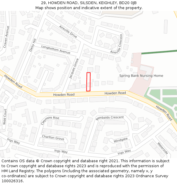 29, HOWDEN ROAD, SILSDEN, KEIGHLEY, BD20 0JB: Location map and indicative extent of plot