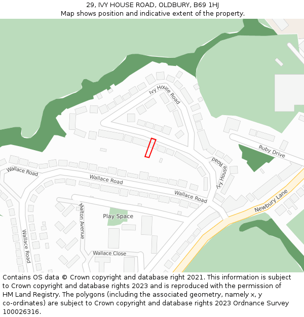 29, IVY HOUSE ROAD, OLDBURY, B69 1HJ: Location map and indicative extent of plot