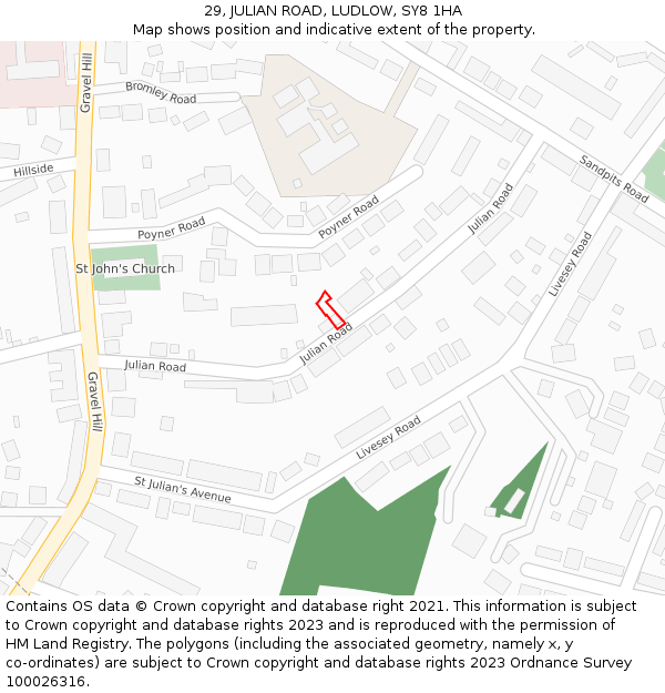 29, JULIAN ROAD, LUDLOW, SY8 1HA: Location map and indicative extent of plot