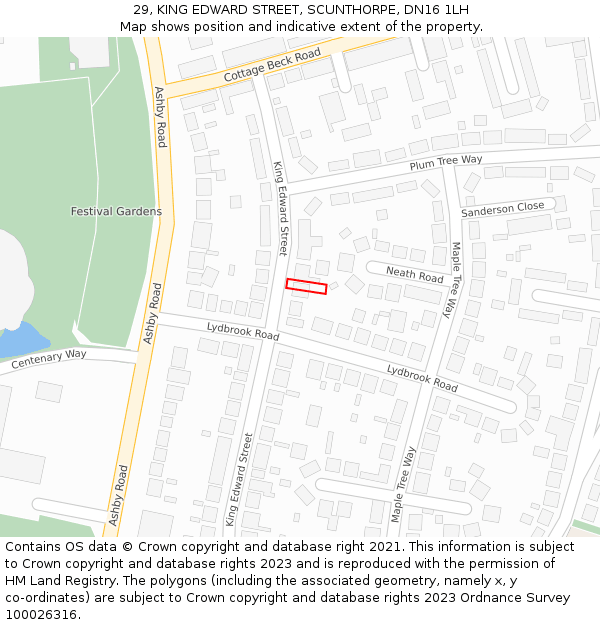 29, KING EDWARD STREET, SCUNTHORPE, DN16 1LH: Location map and indicative extent of plot