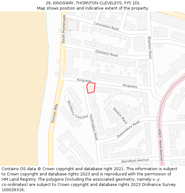 29, KINGSWAY, THORNTON-CLEVELEYS, FY5 1DL: Location map and indicative extent of plot