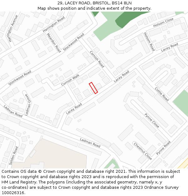 29, LACEY ROAD, BRISTOL, BS14 8LN: Location map and indicative extent of plot