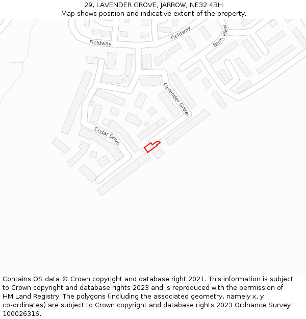 29, LAVENDER GROVE, JARROW, NE32 4BH: Location map and indicative extent of plot