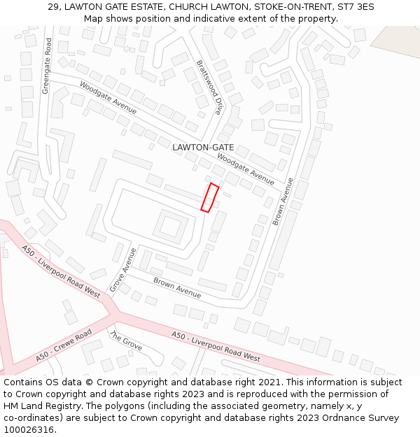 29, LAWTON GATE ESTATE, CHURCH LAWTON, STOKE-ON-TRENT, ST7 3ES: Location map and indicative extent of plot