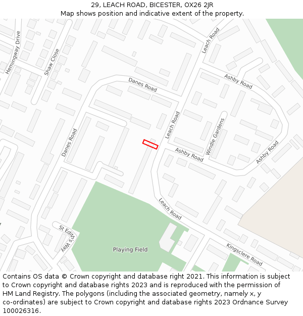 29, LEACH ROAD, BICESTER, OX26 2JR: Location map and indicative extent of plot