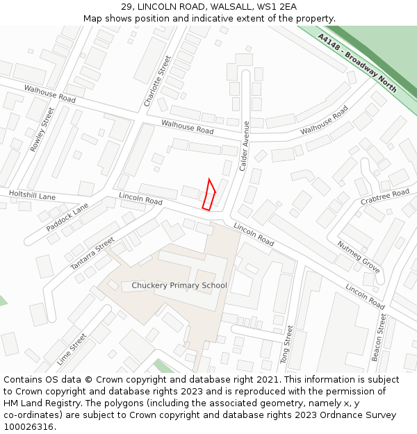29, LINCOLN ROAD, WALSALL, WS1 2EA: Location map and indicative extent of plot