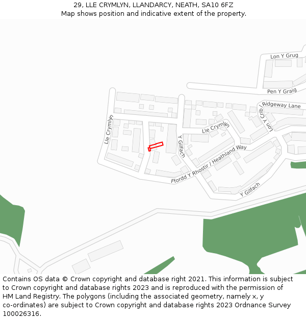 29, LLE CRYMLYN, LLANDARCY, NEATH, SA10 6FZ: Location map and indicative extent of plot