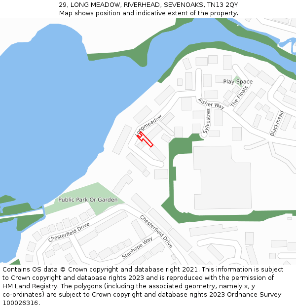 29, LONG MEADOW, RIVERHEAD, SEVENOAKS, TN13 2QY: Location map and indicative extent of plot