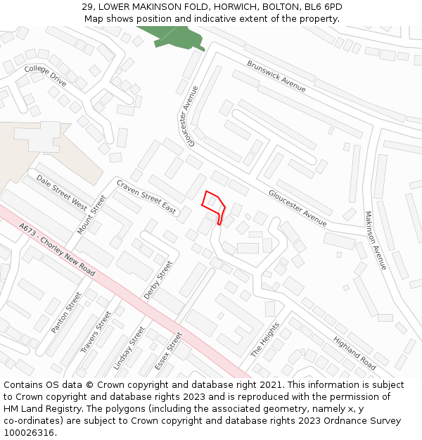 29, LOWER MAKINSON FOLD, HORWICH, BOLTON, BL6 6PD: Location map and indicative extent of plot