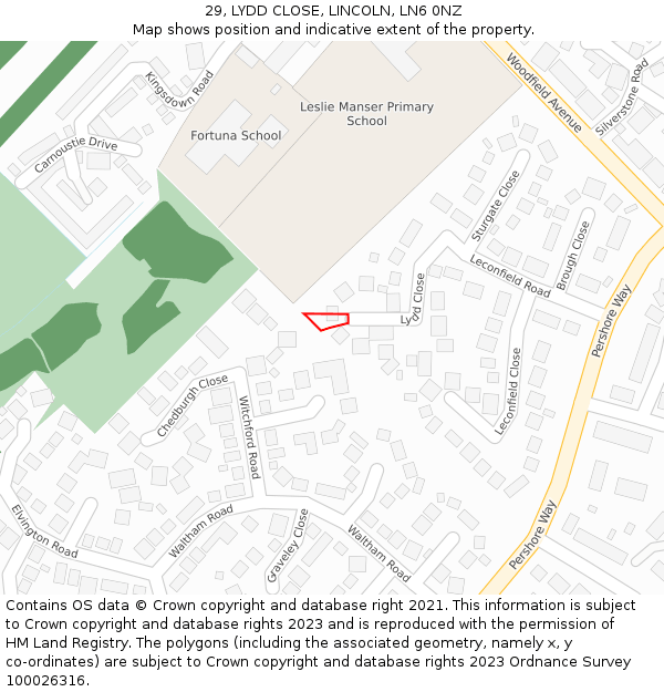 29, LYDD CLOSE, LINCOLN, LN6 0NZ: Location map and indicative extent of plot