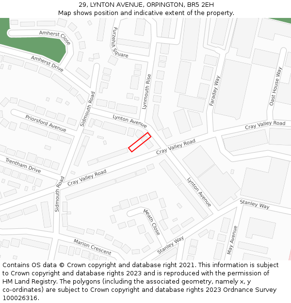 29, LYNTON AVENUE, ORPINGTON, BR5 2EH: Location map and indicative extent of plot