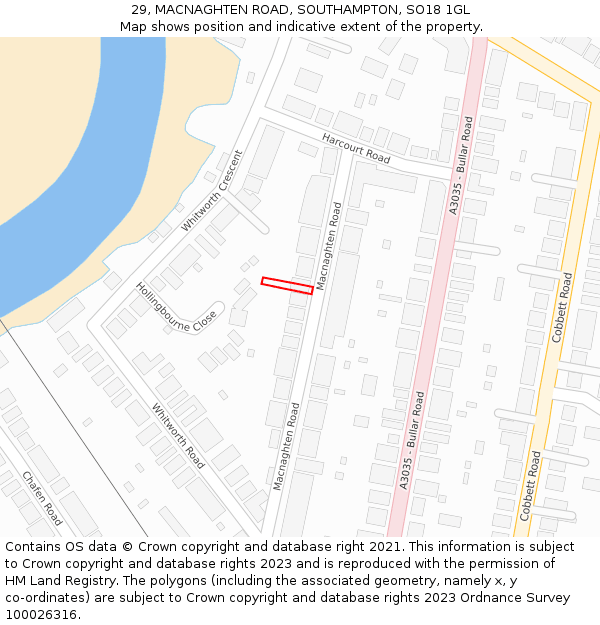 29, MACNAGHTEN ROAD, SOUTHAMPTON, SO18 1GL: Location map and indicative extent of plot