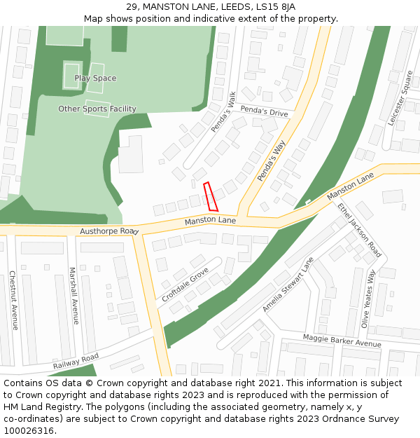 29, MANSTON LANE, LEEDS, LS15 8JA: Location map and indicative extent of plot